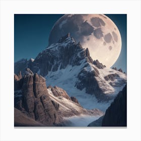 Full Moon Over Mountains Canvas Print