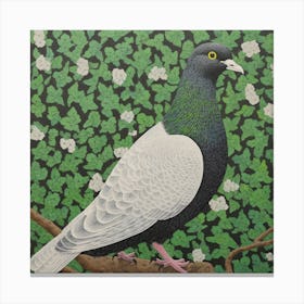 Ohara Koson Inspired Bird Painting Pigeon 6 Square Canvas Print