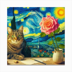 Starry Night Cat 6 Canvas Print