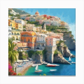 Sunlit Amalfi Impressionistic Seaside Splendor (7) Canvas Print