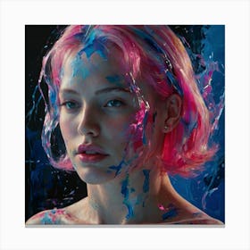 Girl With Pink Hair 6 Canvas Print