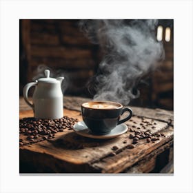 Coffee And Coffee Beans Canvas Print