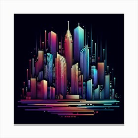 Neon City Skyline Leinwandbild