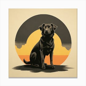 Dog At Sunset 1 Canvas Print