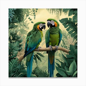 Green Jungle Parakeets (3) Canvas Print