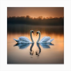 Two Swans In Love Canvas Print