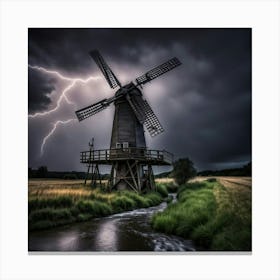 Windmill By A Stream Canvas Print