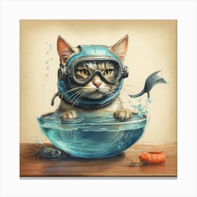 Scuba Cat 1 Canvas Print