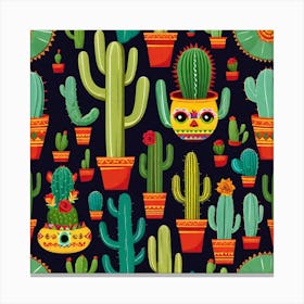 Mexican Cactus Pattern 20 Canvas Print