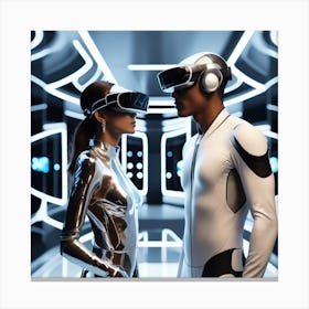 Futuristic Couple In Virtual Reality 4 Canvas Print