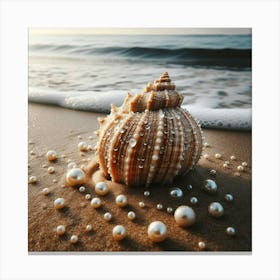 Sea Shell With Pearls 1 Canvas Print