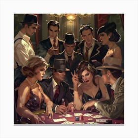 Whispers and Wagers: The Speakeasy Poker Night Canvas Print