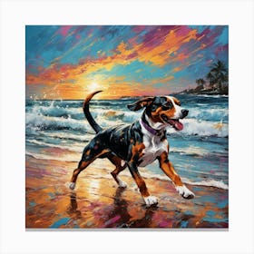 Dog On The Beach Canvas Print