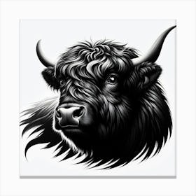 Black And White Bull Head Canvas Print