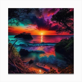 Sunset Over The Ocean Canvas Print