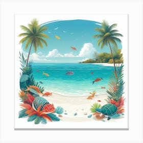 Tropical Beach Scene Canvas Print