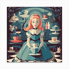 Alice In Wonderland Retro Square Canvas Print
