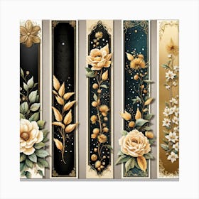 Gold Floral Banners Canvas Print