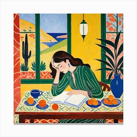 Woman Reading A Book 7 Canvas Print