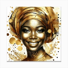 African Woman In Gold Turban 1 Canvas Print