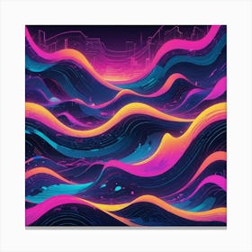 Neon Wave Background Canvas Print