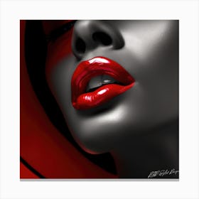 Scarlet Lips - Black And Red Lips Canvas Print