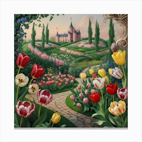 Tulips In The Garden 44 Canvas Print