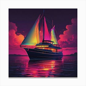 Sailboat At Night 1 Canvas Print