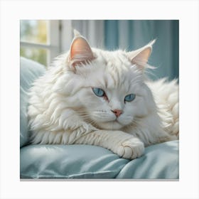 White Cat With Blue Eyes Canvas Print