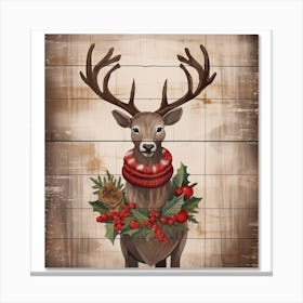 Deer On Wood Canvas Print