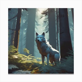 Wolf In The Woods 72 Canvas Print