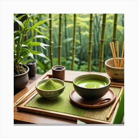 Japanese Matcha Tea Illustrate A Traditional Japanese Matcha Tea Ceremony With A Bowl Of Vibrant Gre 2983138153 Canvas Print