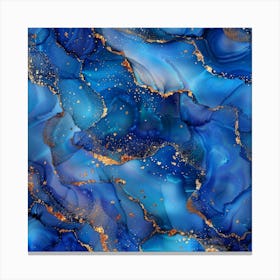 Abstract Blue Gold Marble Canvas Print