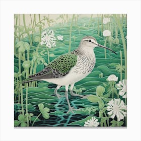 Ohara Koson Inspired Bird Painting Dunlin 3 Square Canvas Print