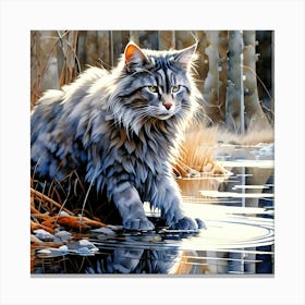 Feline Cat Creative Artwork Illustration 11 Canvas Print