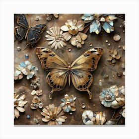 Butterflies And Flowers 1 Canvas Print