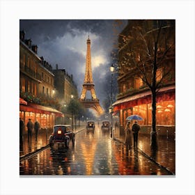 Paris Street Scene After Rain Canvas Print