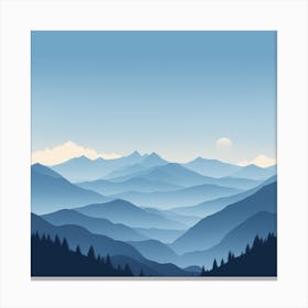 Misty mountains background in blue tone 50 Canvas Print