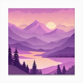 Misty mountains background in purple tone 137 Canvas Print