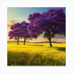 Purple Trees In A Field Canvas Print