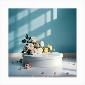 White Vase With Flowers 1 Canvas Print