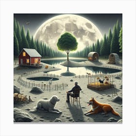 A man and his dogs on Mars Canvas Print