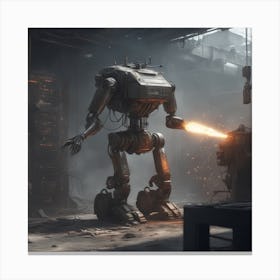 Robot In A Factory Canvas Print