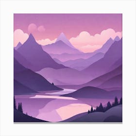 Misty mountains background in purple tone 63 Canvas Print