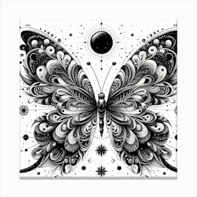 Black And White Butterfly Art Canvas Print
