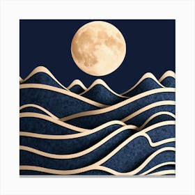 Moon And Waves 23 Canvas Print