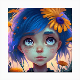 Girl With Blue Hair Canvas Print