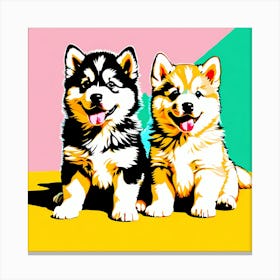 Alaskan Malamute Pups, This Contemporary art brings POP Art and Flat Vector Art Together, Colorful Art, Animal Art, Home Decor, Kids Room Decor, Puppy Bank - 146th Canvas Print