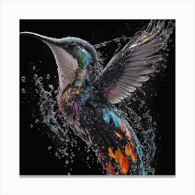 Hummingbird Splashing Water Canvas Print