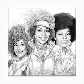 Three Women With Afros Coloring Page Canvas Print